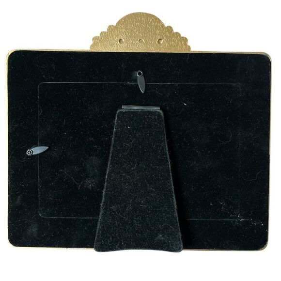 Photo Picture Frame Yellow Enamel Palm Trees Tropical Faux Pearls Gold Tone 4x6” - Picture 4 of 5